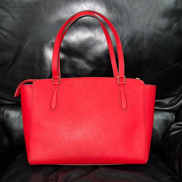🔥🔥🔥Tory Burch Red Leather Emerson Convertible Zip Tote Shoulder Bag - Picture 8 of 12